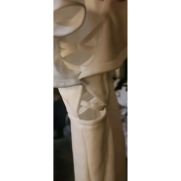 Selfie Leslie NWT New Frill Dress White Medium Mini Length Ruffle Ruffle B7 Nice - Picture 7 of 8